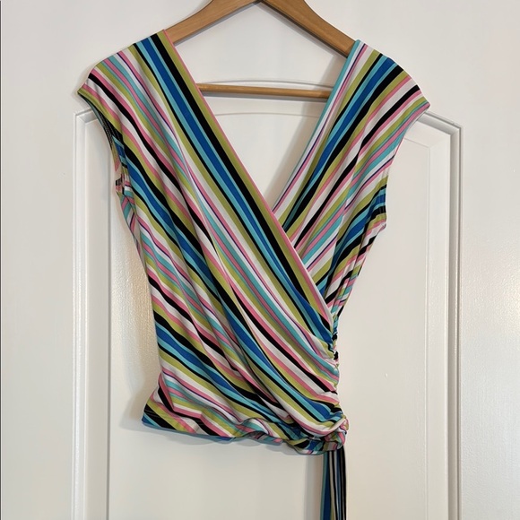 Catch Me Striped Multicolor Wrap Top size Medium - Picture 1 of 5